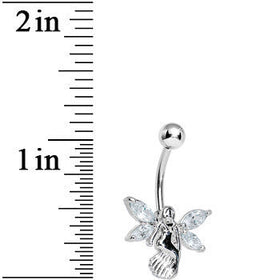Stainless Steel Clear Gem Winged Angel Belly Ring