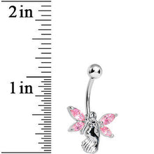 Stainless Steel Pink Gem Winged Angel Belly Ring