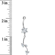 Crystalline Gem Trailing Vine and Flower Dangle Belly Ring