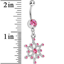 Pink Gem Winter Daydream Snowflake Dangle Belly Ring
