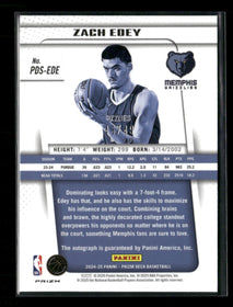 2024-25 Panini Prizm Deca Signatures Blue Zach Edey #/49 Auto #PDS-EDE