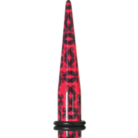 0G Black Mustaches Red Acrylic Taper Ear Plug
