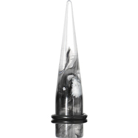 7/16 Black and White Art Swirls Clear Acrylic Taper Ear Plug