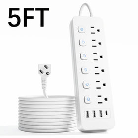 10-in-1 Multi-Outlet Power Strip – 6 AC, 3 USB-A, 1 Type-C