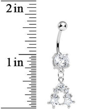Clear Gem Twin Stars Dangle Belly Ring