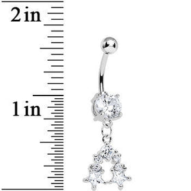 Clear Gem Twin Stars Dangle Belly Ring