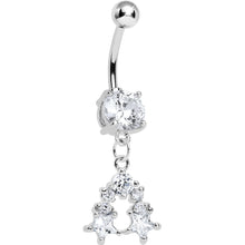 Clear Gem Twin Stars Dangle Belly Ring
