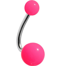 Neon Pink Petunia Acrylic J-Bar Belly Ring