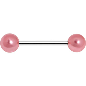 Pink Faux Pearl Acrylic Barbell Tongue Ring