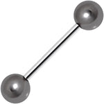 Grey Faux Pearl Acrylic Barbell Tongue Ring