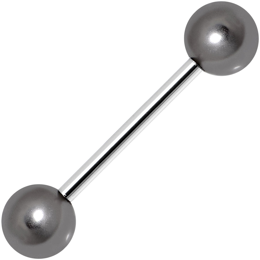 Grey Faux Pearl Acrylic Barbell Tongue Ring