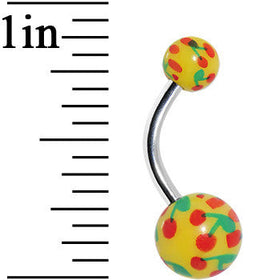 3/8Yellow and Green Cherry Belly Ring