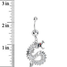 Clear Gem Chinese Dragon Charm Dangle Belly Ring