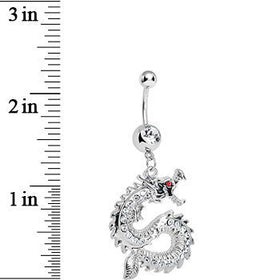 Clear Gem Chinese Dragon Charm Dangle Belly Ring