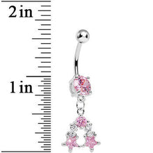 Pink Gem Twin Stars Dangle Belly Ring