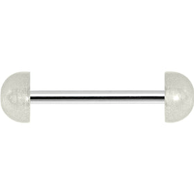 White Acrylic Half Ball Pixie Dust Barbell Tongue Ring
