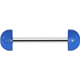 Blue Acrylic Half Ball Pixie Dust Barbell Tongue Ring