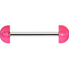 Pink Acrylic Half Ball Pixie Dust Barbell Tongue Ring