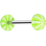 Green White Striped Acrylic Half Ball Barbell Tongue Ring