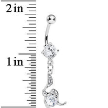 Clear Gem Squiggly Serpent Gem Dangle Belly Ring