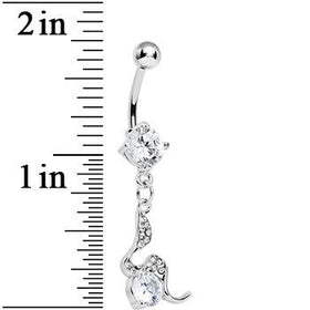 Clear Gem Squiggly Serpent Gem Dangle Belly Ring