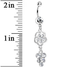Clear Gem Splendid Flower Dew Drops Dangle Belly Ring