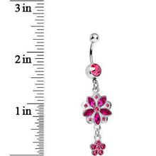 Pink Gem Child of Flower Double Dangle Belly Ring
