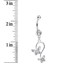 Clear Gem Love Butterfly Dangle Belly Ring