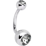 Black Diamond J-Curve Belly Ring Created with Crystals