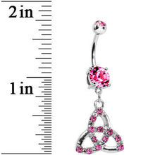Double Pink Gem Enchanting Celtic Knot Dangle Belly Ring