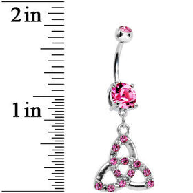 Double Pink Gem Enchanting Celtic Knot Dangle Belly Ring