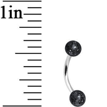16G 5/16 Black Acrylic Glitter Eyebrow Ring