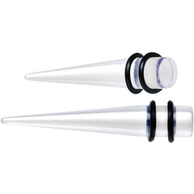 14G to 00G 18 Piece Set Ear Stretching Kit in Clear Acrylic