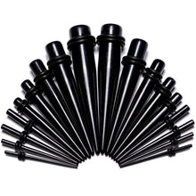 14G to 00G 18 Piece Black Acrylic Ear Stretching Taper Kit