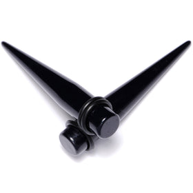 14G to 00G 18 Piece Black Acrylic Ear Stretching Taper Kit