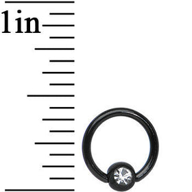 16G 5/16 Clear Gem Black Anodized Titanium BCR Captive Ring