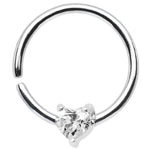 18G 3/8 Sterling Silver Clear CZ Heart Daith Tragus Earring