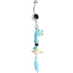 Black Gem Elements of Nature Feather Dangle Belly Ring