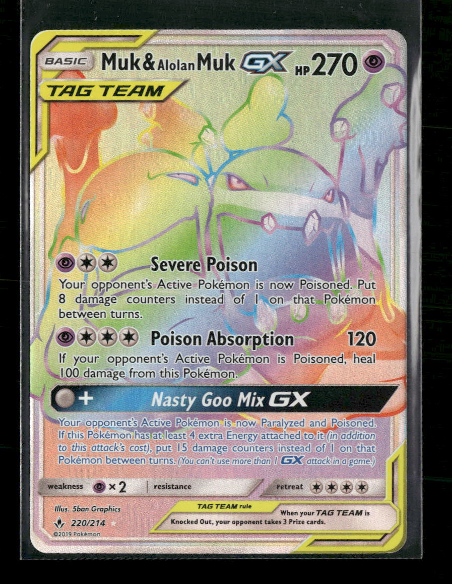 SM - Unbroken Bonds Muk & Alolan Muk GX (Secret) #220/214