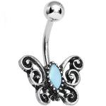 Turquoise Marquise Gem Antique Butterfly Belly Ring