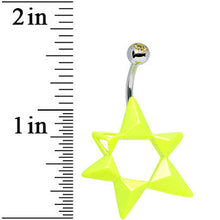 Yellow Gem Neon Modern Star of David Belly Ring