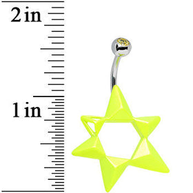 Yellow Gem Neon Modern Star of David Belly Ring
