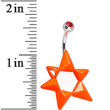 Orange Gem Neon Modern Star of David Belly Ring