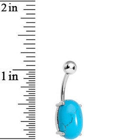 14mm Turquoise Oval Semi Precious Stone Belly Ring