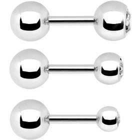 16G 1/4 Clear Gem Cartilage Tragus Barbell Set of 3