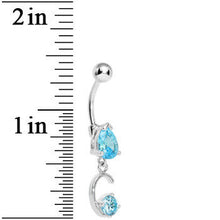 Aqua Gem Teardrop Curlicue Dangle Belly Ring