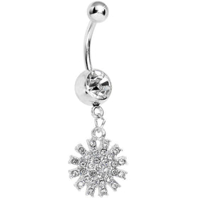 Clear Gem Summertime Sunburst Dangle Belly Ring