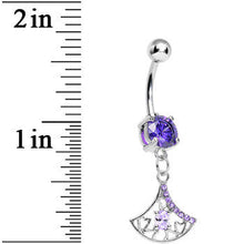 Tanzanite Purple Gem Inverse Filigree Fan Dangle Belly Ring