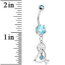 Double Aqua Gem Fruity Drink Dangle Belly Ring