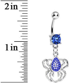Blue Gem Sinful Spider Dangle Belly Ring
